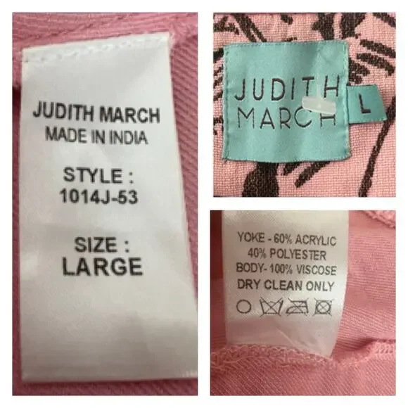 Judith March Tropical Pink & Green Tassel Palm Leaf  Fringe Hem Kimono Size L - Picture 6 of 10